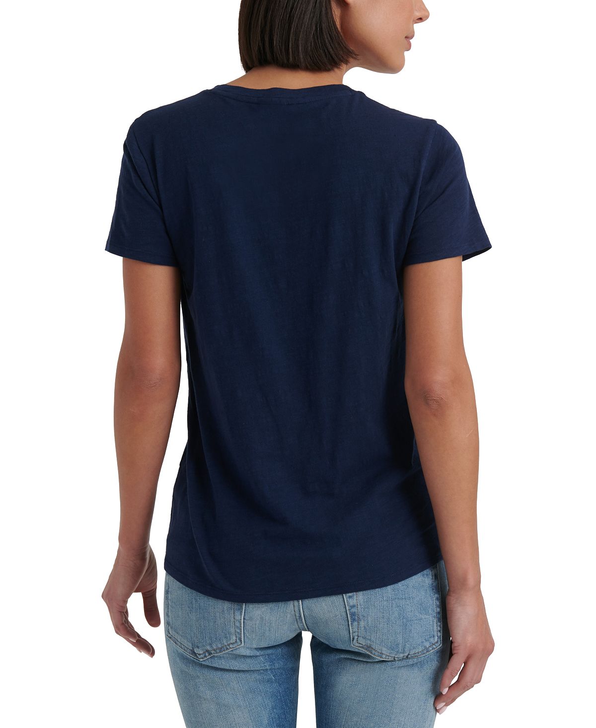 Lucky Brand Camiseta Feminina Floral Manga Curta Gola Redonda Azul Tamanho X-S