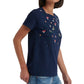 Lucky Brand Camiseta Feminina Floral Manga Curta Gola Redonda Azul Tamanho X-S