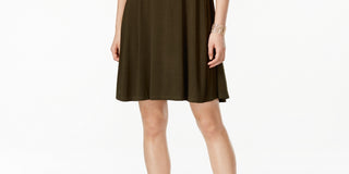 Vestido curto feminino estilo &amp; co, manga curta, corte A, verde, tamanho PS