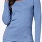 Blusa feminina Karen Scott de algodão com decote redondo, azul, tamanho pequeno