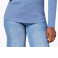 Blusa feminina Karen Scott de algodão com decote redondo, azul, tamanho pequeno