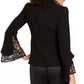 Blazer feminino Nanette Lepore com manga de renda, preto, tamanho 10