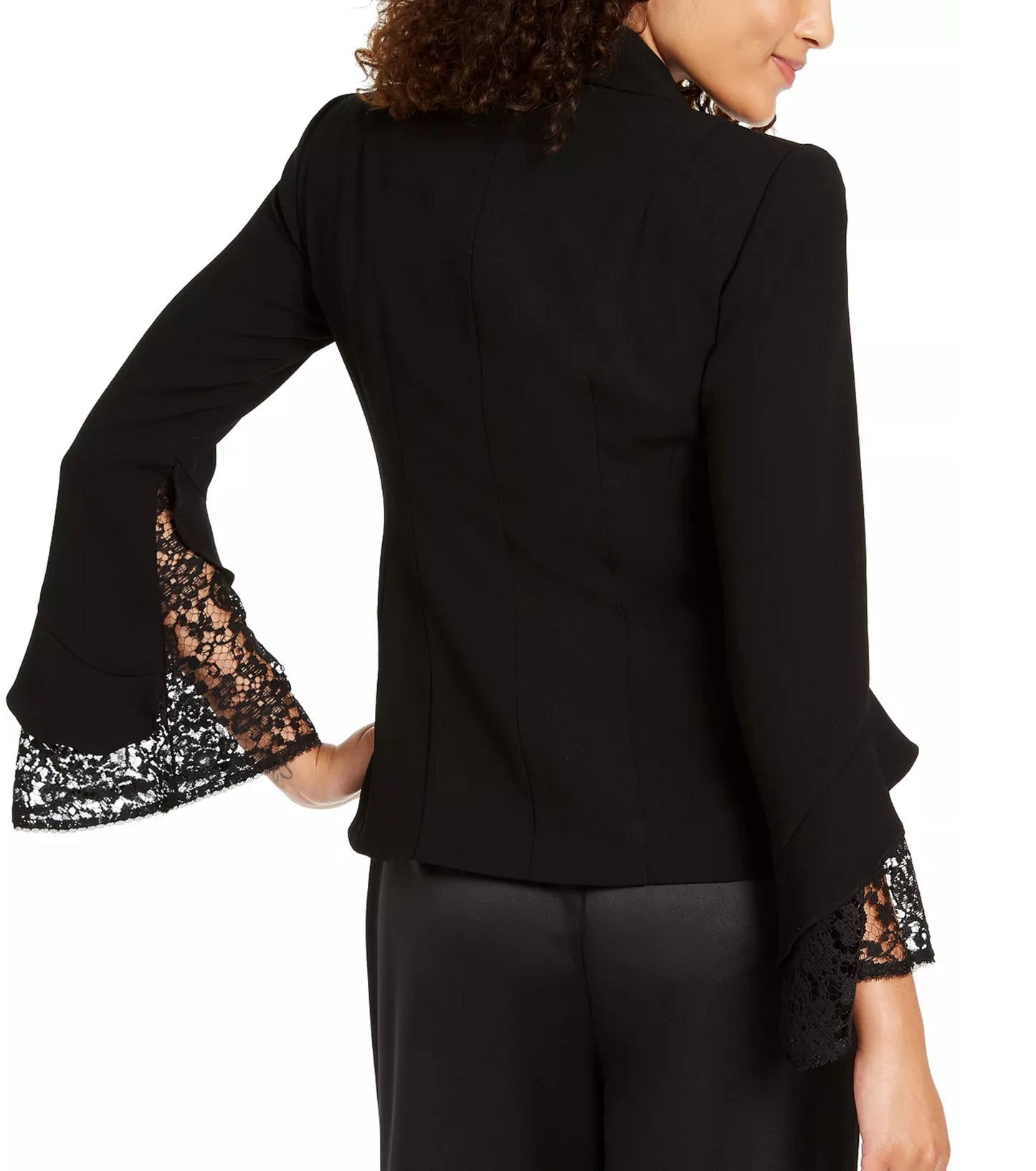 Blazer feminino Nanette Lepore com manga de renda, preto, tamanho 10