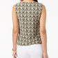 Blusa feminina estampada com decote em jacquard e fenda, verde, tamanho P, da coleção JM