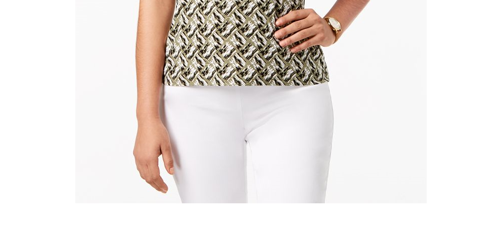 Blusa feminina estampada com decote em jacquard e fenda, verde, tamanho P, da coleção JM
