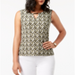 Blusa feminina estampada com decote em jacquard e fenda, verde, tamanho P, da coleção JM