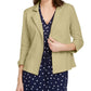 Blazer de malha feminino Maison Jules com manga 3/4, bege, tamanho pequeno