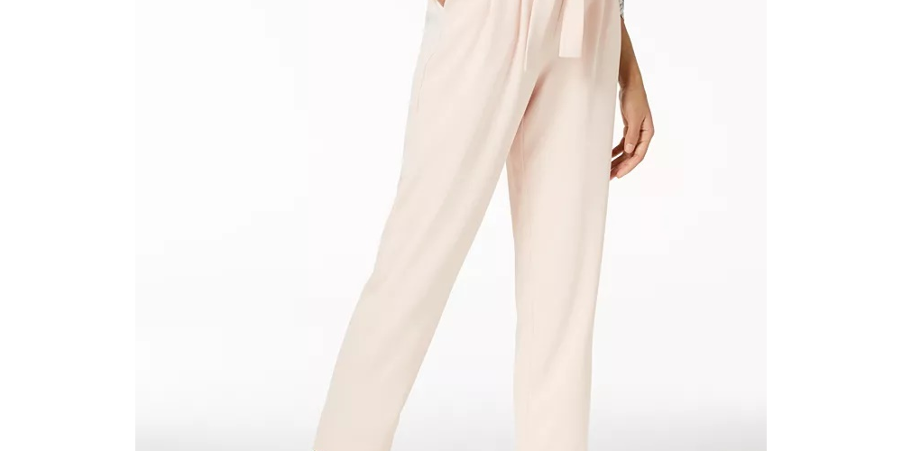 Calça Paper Bag Tapered Feminina Rachel Roy Rosa Tamanho 4