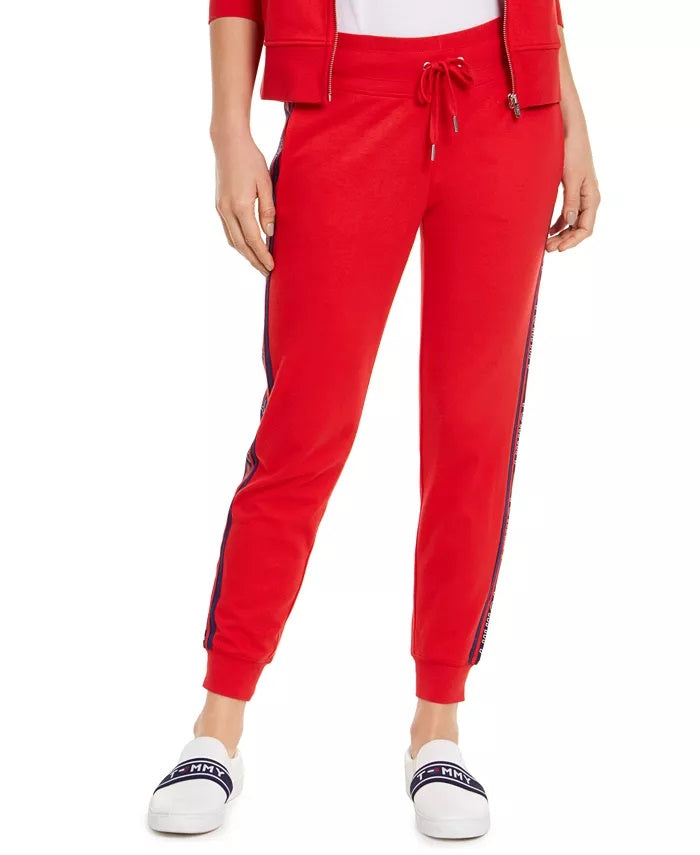 Calça jogger feminina Tommy Hilfiger Sport Logo vermelha tamanho grande