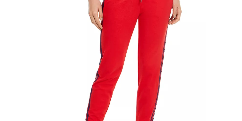 Calça jogger feminina Tommy Hilfiger Sport Logo vermelha tamanho grande