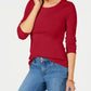 Camiseta feminina de manga comprida Charter Club Pima Cotton, vermelha, tamanho grande