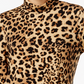 JM Collection Top feminino de gola alta estampado pequeno marrom tamanho pequeno G