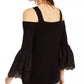 INC International Concepts Top Feminino com Ombros Descobertos e Manga Sino, Gola Quadrada, Preto, Tamanho X-S