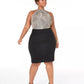 Vestido feminino Teeze Me Plus com estampa animal e alças largas, preto, tamanho 16