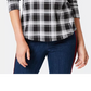 Camiseta feminina xadrez de algodão Charter Club, preta, tamanho extragrande