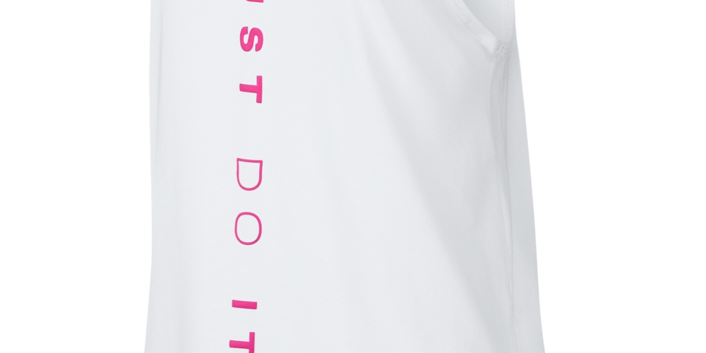 Camiseta regata Nike Miler Dri-Fit Just Do It Running feminina, branca, tamanho pequeno