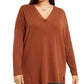 Suéter feminino plus size com decote em V estilo &amp; co, bege, tamanho 1X