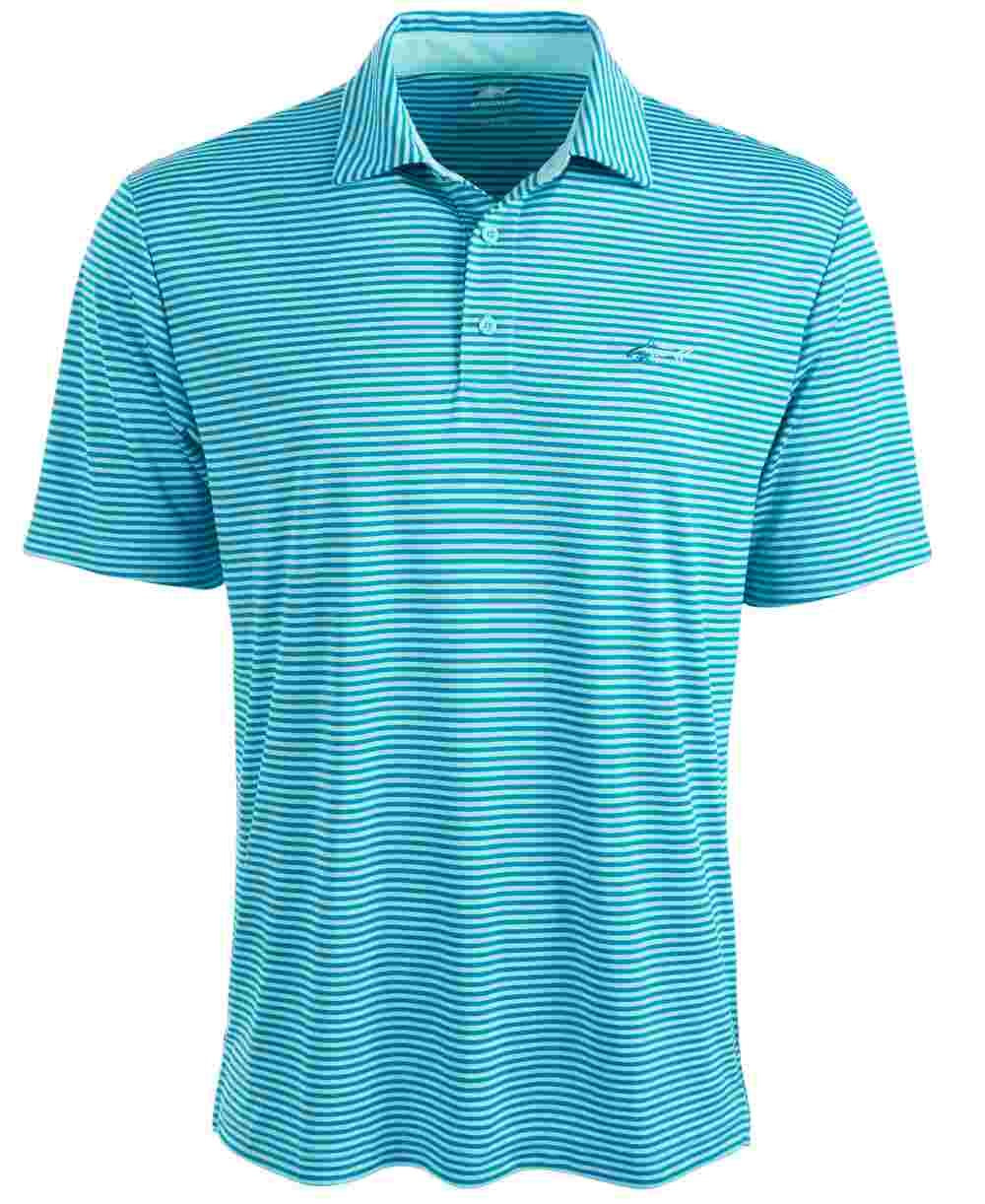 Camisa Polo Masculina Attack Life By Greg Norman Regular Fit Performance Stretch Feeder Stripe Azul Tamanho P