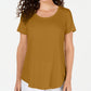 Top feminino com decote redondo JM Collection, amarelo, tamanho XG