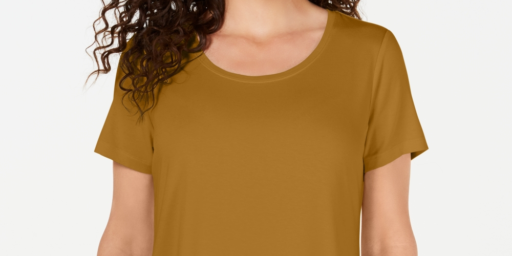 Top feminino com decote redondo JM Collection, amarelo, tamanho XG