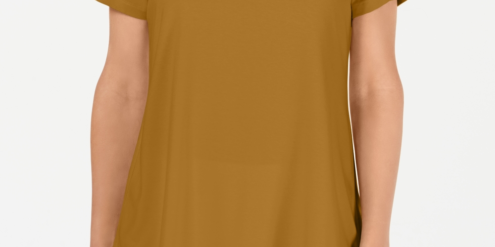 Top feminino com decote redondo JM Collection, amarelo, tamanho XG