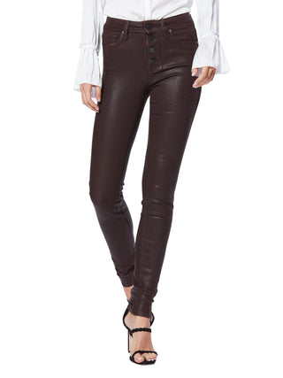 Calça skinny de couro sintético Paige Denim Juniors, marrom, tamanho 27