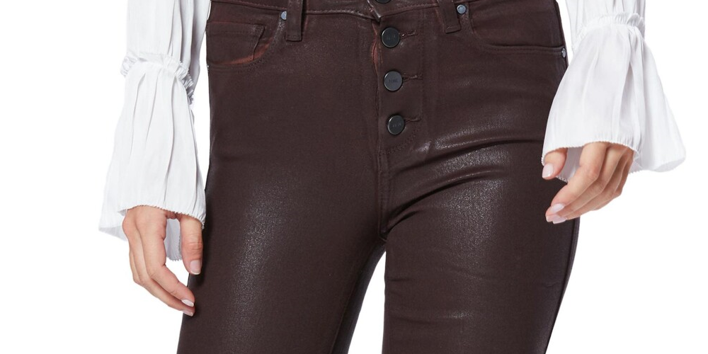 Calça skinny de couro sintético Paige Denim Juniors, marrom, tamanho 27