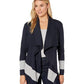 Ralph Lauren Yalanda Suéter Listrado Frente Aberta Feminino Azul Marinho Tamanho Médio