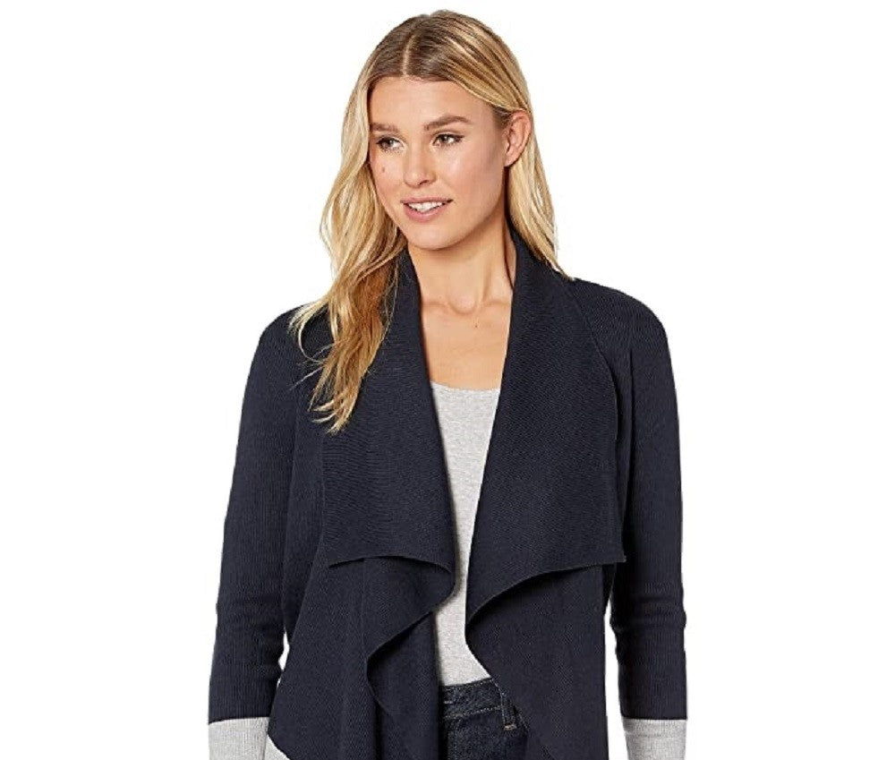 Ralph Lauren Yalanda Suéter Listrado Frente Aberta Feminino Azul Marinho Tamanho Médio