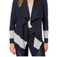 Ralph Lauren Yalanda Suéter Listrado Frente Aberta Feminino Azul Marinho Tamanho Médio