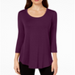 JM Collection Top feminino com decote redondo, roxo, tamanho XX-G