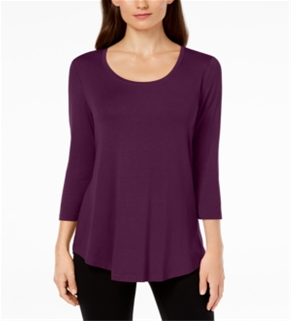 JM Collection Top feminino com decote redondo, roxo, tamanho XX-G