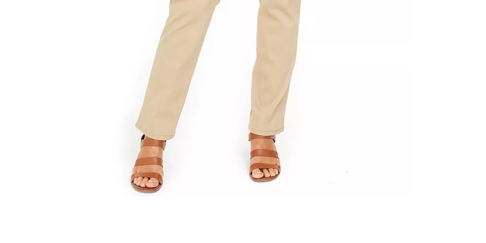 Calça jeans feminina estilo &amp; co com controle de barriga e perna reta, bege, tamanho 4 T/G