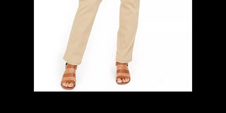 Calça jeans feminina estilo &amp; co com controle de barriga e perna reta, bege, tamanho 4 T/G