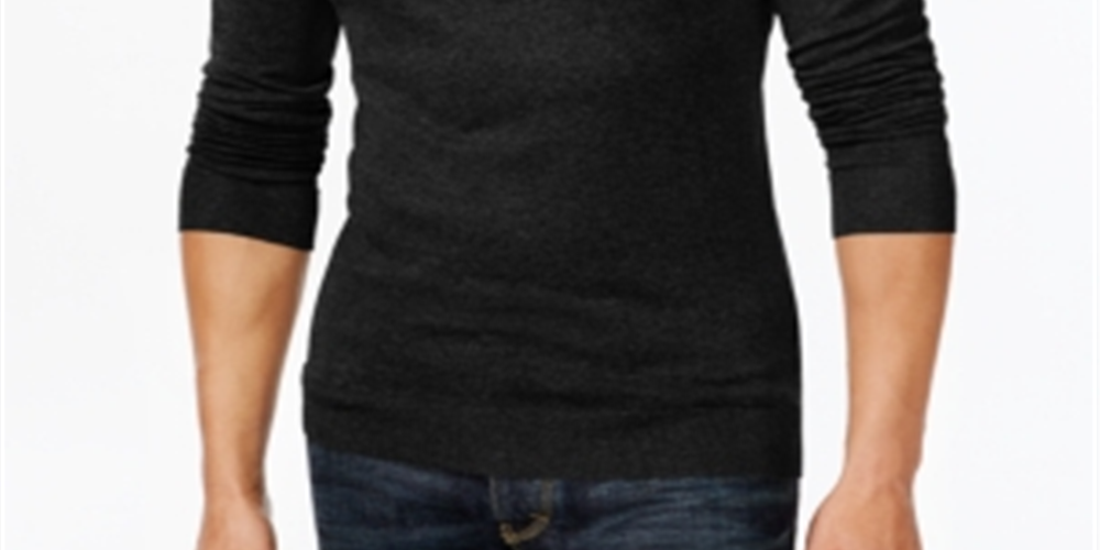 Suéter masculino Alfani de gola alta, preto, tamanho médio