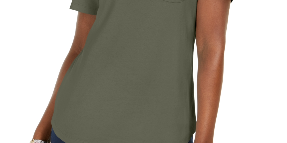 Camisa polo feminina Karen Scott de algodão, verde, tamanho pequeno