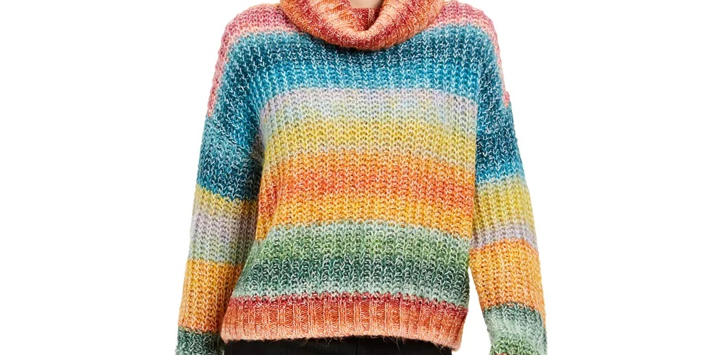 Suéter feminino Sun + Moon com gola alta, vermelho, tamanho pequeno