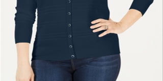 Cardigan texturizado plus size feminino Charter Club, azul-marinho, tamanho 3X