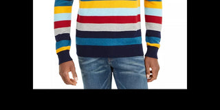 Suéter masculino Club Room Regular Fit Multi-Listras Azul Tamanho XX-G