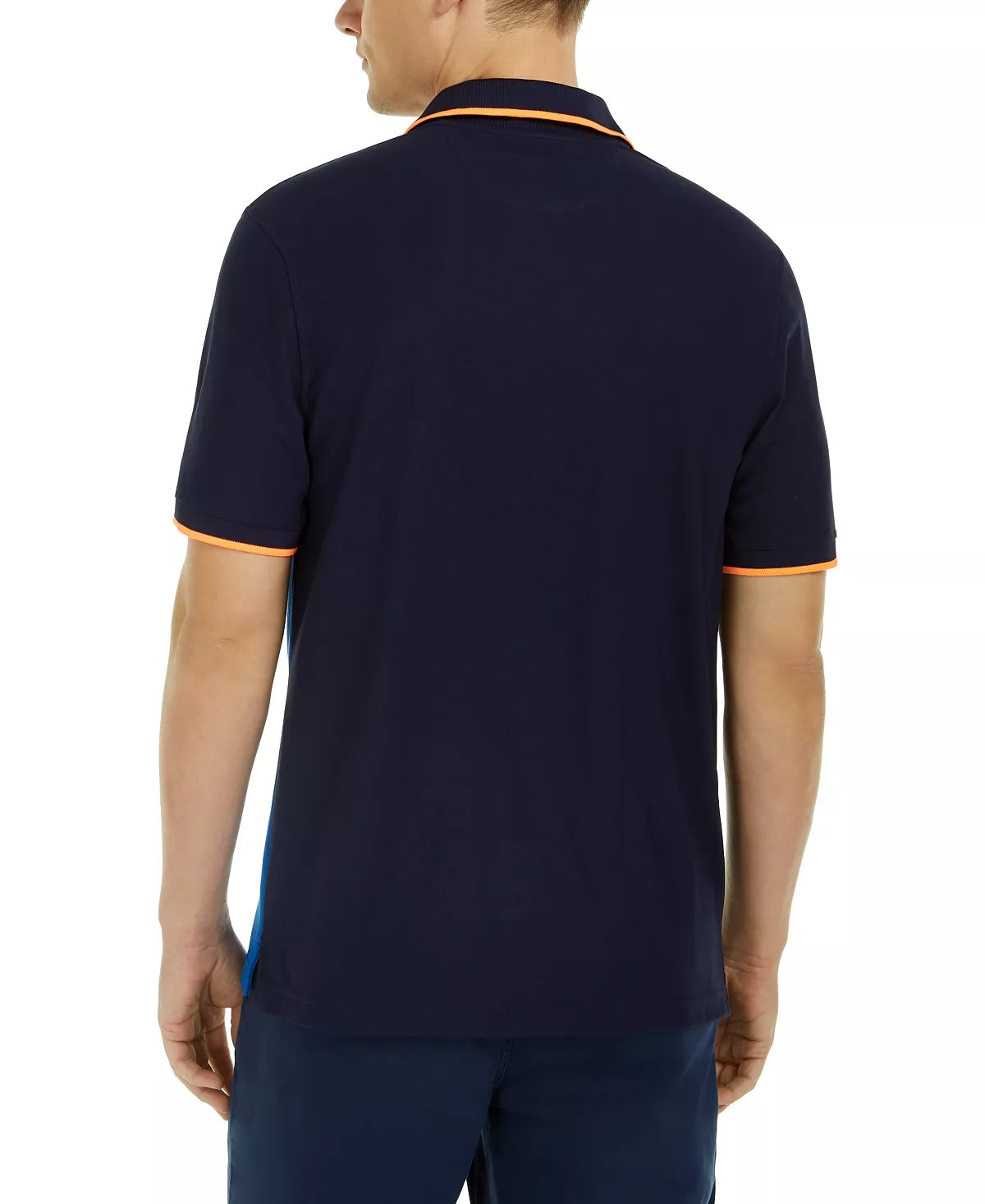 Camisa polo masculina Club Room Colorblocked Performance Azul Tamanho Pequeno