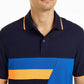 Camisa polo masculina Club Room Colorblocked Performance Azul Tamanho Pequeno