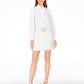 INC International Concepts Saia feminina de tweed com cinto e corte A, branca, tamanho 6