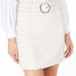 INC International Concepts Saia feminina de tweed com cinto e corte A, branca, tamanho 6