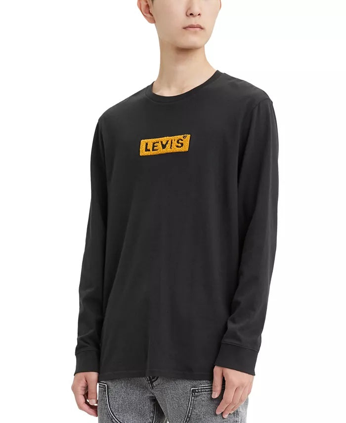 Camiseta Levi's Masculina Coleção Limitada Chenille Boxtab Manga Longa Preta Tamanho Grande