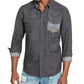 Camisa masculina American Rag Chambray preta tamanho X-S