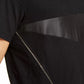 Camisetas masculinas INC International Concepts com zíper frontal, couro sintético, gola V, pretas, tamanho 48
