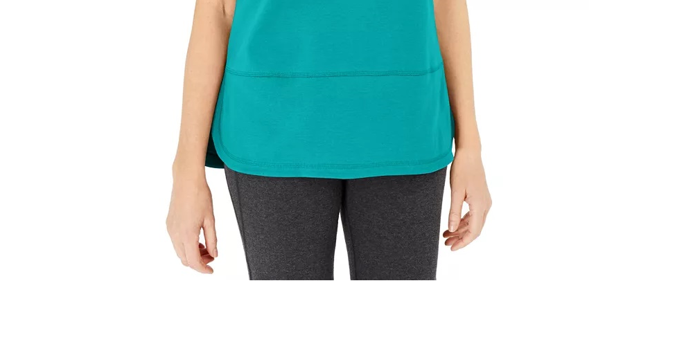 Blusa feminina Karen Scott de algodão com pespontos, azul, tamanho pequeno