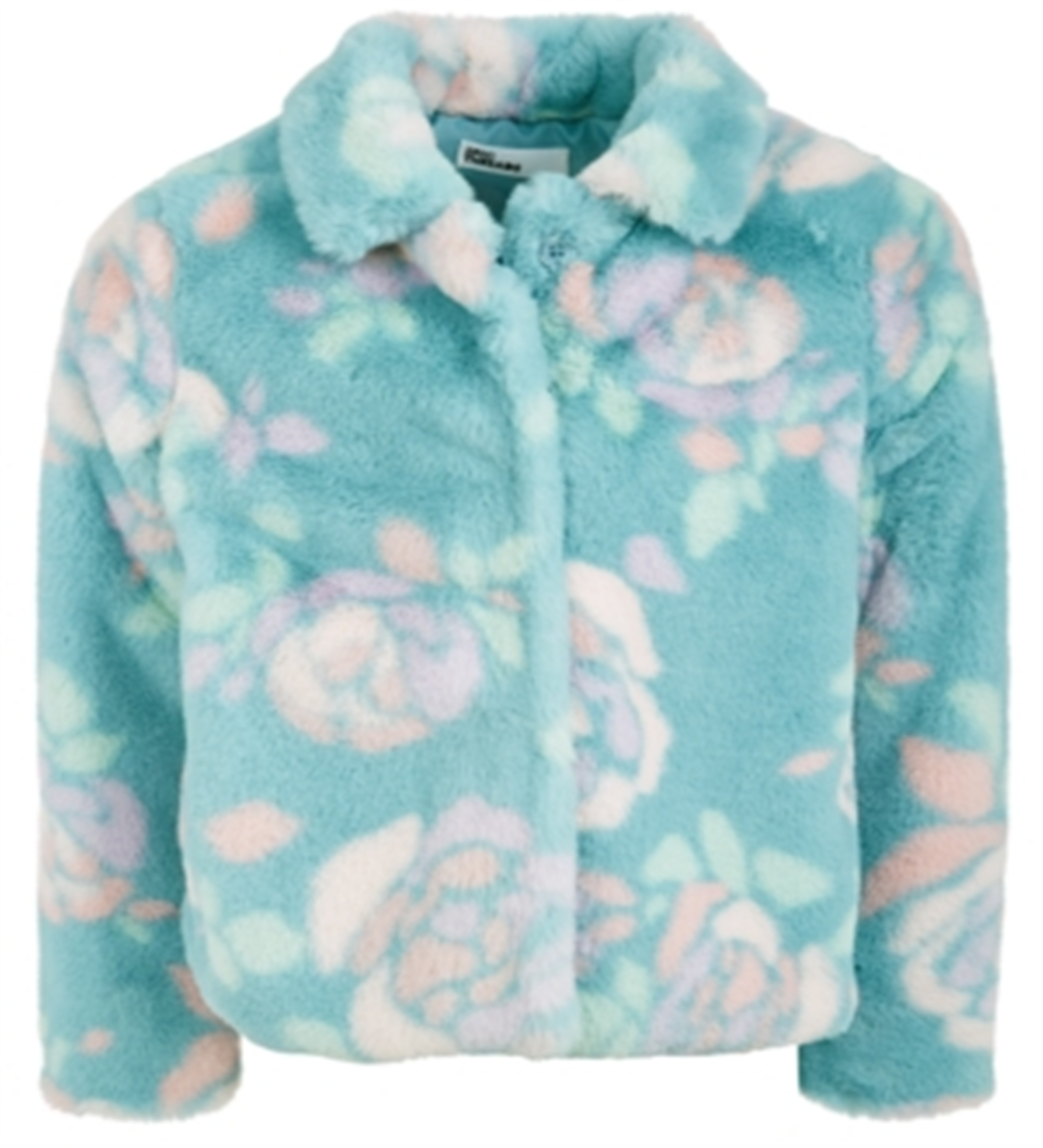 Jaqueta de pele sintética com estampa floral para meninas Epic Threads, azul, tamanho 3T