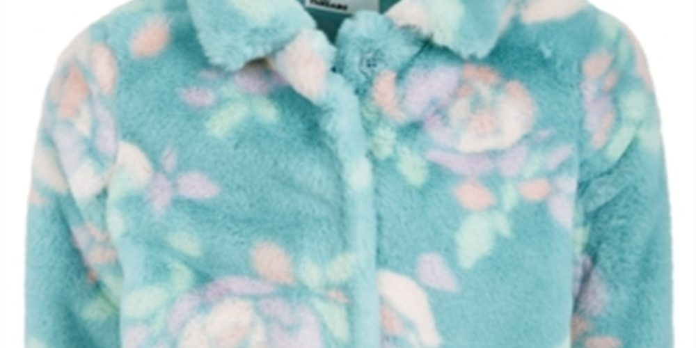 Jaqueta de pele sintética com estampa floral para meninas Epic Threads, azul, tamanho 3T