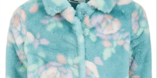 Epic Threads Toddler Girl's Floral Print Faux Fur Jacket Blue Size 3T